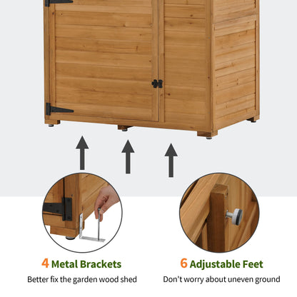 MCombo Grande armoire de rangement extérieure avec 3 étagères, abri de rangement extérieur surdimensionné pour outils avec serrure, grand abri de jardin avec sol pour jardin et terrasse (39,4 x 25,2 x 80,3 pouces) 1998 (naturel) Naturel 