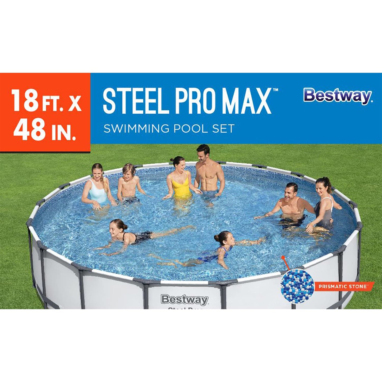 Bestway Steel Pro MAX 18 Foot x 48 Inch Round Metal Frame Above Ground Outdoor Swimming Pool Set with 1,000 Filter Pump, Ladder, and Cover 18' x 48"