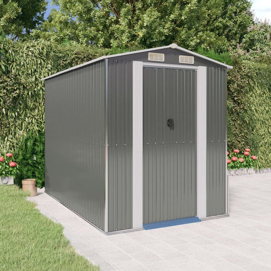 GOLINPEILO Metal Outdoor Garden Storage Shed, Large Steel Utility Tool Shed Storage House, Steel Yard Shed with Double Sliding Doors, Utility and Tool Storage, Light Gray 75.6"x107.9"x87.8" 75.6"x107.9"x87.8"