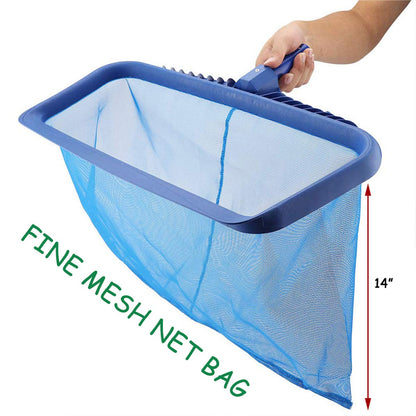 AnSun Filet d'écumoire de piscine amélioré, râteau à feuilles robuste pour nettoyer la piscine et l'étang, attrape-sac profond en maille fine avec cadre en plastique solide