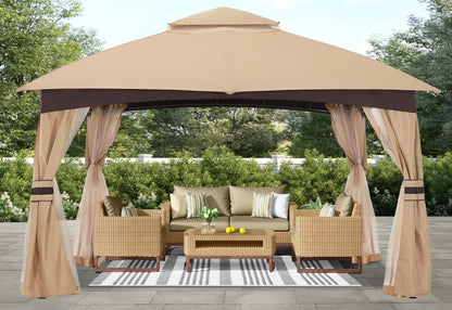 ABCCANOPY Tonnelle d'extérieur 10 x 20 – Tonnelle de terrasse avec moustiquaire, auvents extérieurs pour l'ombre et la pluie pour pelouse, jardin, cour et terrasse (beige) beige 