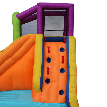 BANZAI Speed Slide Water Park, Length: 14 ft 7 in, Width: 9 ft 6 in, Height: 8 ft, Inflatable Outdoor Backyard Water Slide Splash Bounce Climbing Toy