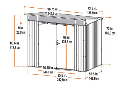 Sojag Denali Bâtiment de stockage extérieur verrouillable en acier avec fenêtres Anthracite 8' x 5' 