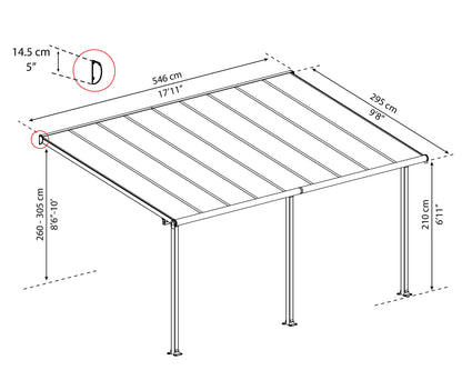 Palram - Housse de terrasse Canopia Olympia, 10' x 18', gris/bronze 10' x 18' 