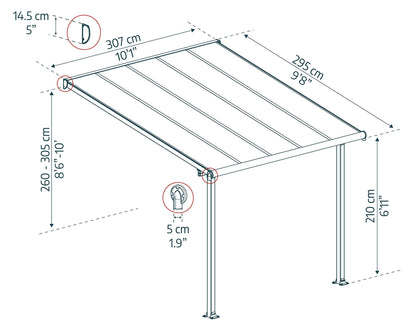 Palram - Housse de terrasse Canopia Olympia, 10' x 10', gris/bronze 10' x 10' 