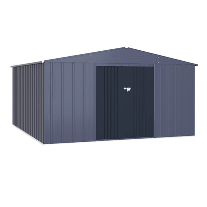 VEIKOU Abri de rangement en métal de 3 m x 3 m avec acier galvanisé épais, porte verrouillable, bouches d'aération, abri de rangement pour outils de jardin pour terrasse extérieure, gris 3 m x 3 m 