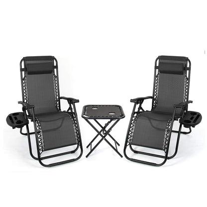 Flamaker Zero Gravity Chairs Outdoor Folding Recliners Adjustable Lawn Patio Lounge Chair with Side Table and Cup Holders for Poolside, Yard and Camping (Black) Black