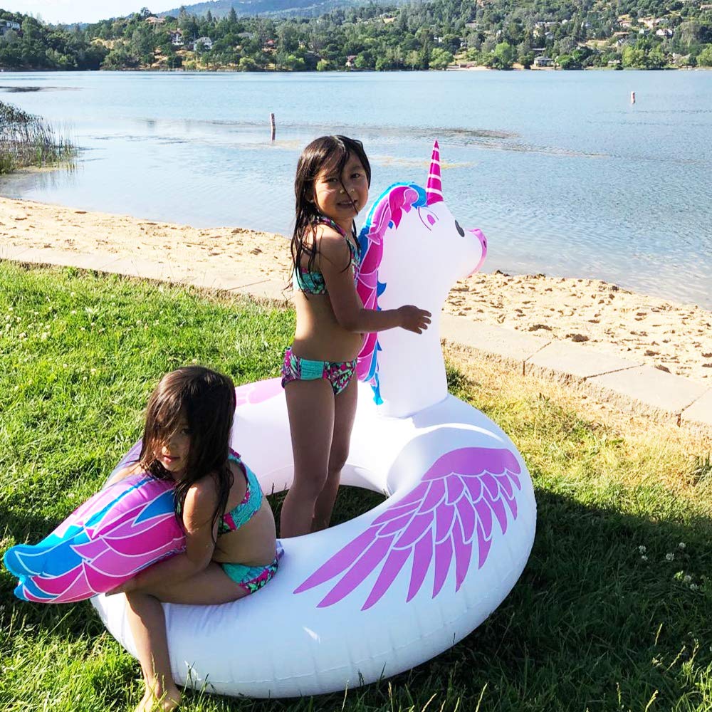 Inflatable Unicorn Pool Float Tube for Party Decorations, Unicorn Inflatable Raft Pool Toys, 67 Inches Giant Pool Float for Adults and Kids