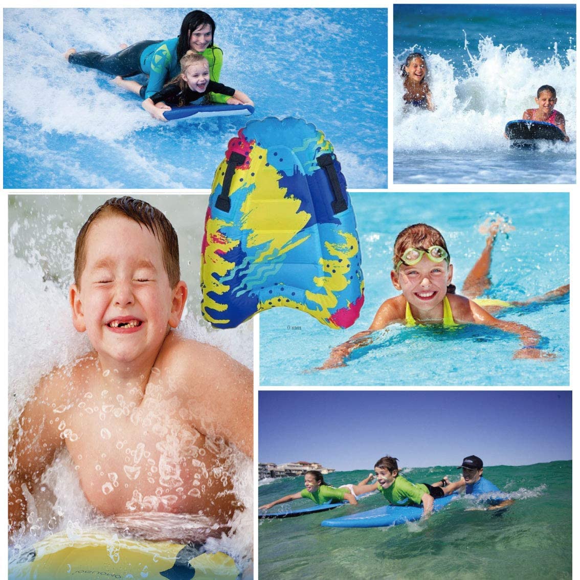 Inflatable Body Surfing Float Board Surf Rider for Slip and Slides Pool Water Game Portable Dual Buggie Board Wave Bodyboard Water Beach Fun Toy Double-Color Design for Kids and Adult 3020Inch Colorful