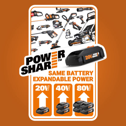 Worx WG743 Tondeuse à gazon sans fil 40 V Power Share 4,0 Ah 17 po (piles et chargeur inclus) Piles 17 po 40 V 4,0 Ah incluses 