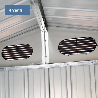 GLANZEND Abri de rangement extérieur 20 x 13 pieds, grand hangar de rangement en métal avec 2 portes et 4 aérations, auvent de voiture en métal pour voiture, camion, vélo, poubelle, outil, tondeuse à gazon 20 x 13 pieds 