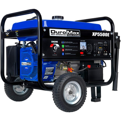 DuroMax XP5500E Gas Powered Portable Generator-5500 Watt Electric Start-Camping & RV Ready, 50 State Approved, Blue/Black 5,500-Watt Gas