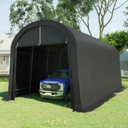 KING BIRD Abri de garage rond de 12' x 20', anti-neige, abri de rangement robuste, abri de voiture portable, abri de rangement pour bateau, meubles de patio et tondeuse à gazon, gris foncé 12' x 20', gris foncé 