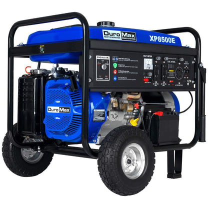 DuroMax XP8500E Gas Powered Portable Generator-8500 Watt Electric Start-Camping & RV Ready, 50 State Approved, Blue/Black 8,500-Watt Gas