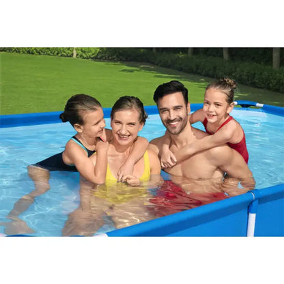 Bestway Steel Pro 13 Feet x 7 Feet x 32 Inch Rectangular Metal Frame Above Ground Outdoor Backyard Swimming Pool, Blue (Pool Only) 13' x 7' x 32"