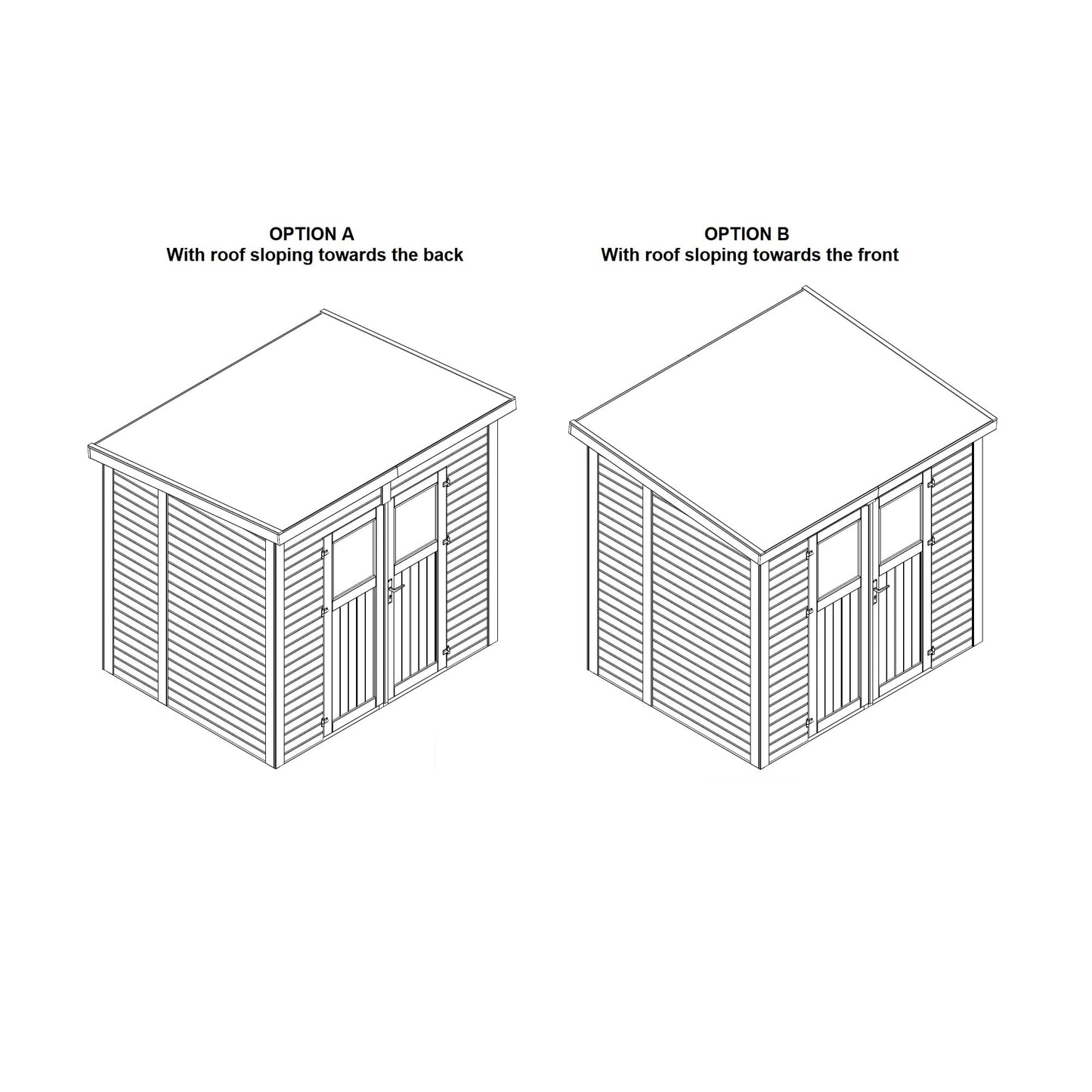 Leisure Season Urbano Kit d'abri de jardin moderne résistant aux intempéries avec sol, portes, fenêtres en plexiglas, toit en pente – Kit d'abri de jardin en bois d'épicéa nordique – Marron moyen, 2,4 x 1,8 m (URB8X69135) 