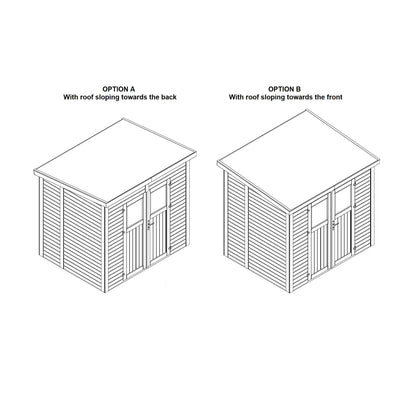 Leisure Season Urbano Kit d'abri de jardin moderne résistant aux intempéries avec sol, portes, fenêtres en plexiglas, toit en pente – Kit d'abri de jardin en bois d'épicéa nordique – Marron moyen, 2,4 x 1,8 m (URB8X69135) 