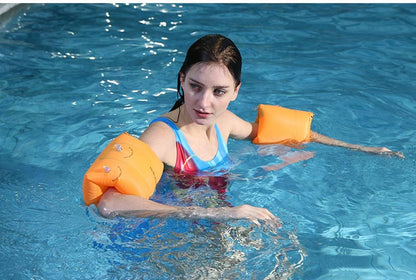 Topsung Floaties Inflatable Swim Arm Bands Rings Floats Tube Armlets for Kids and Adult Orange