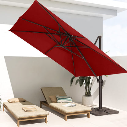 Parasol de patio en porte-à-faux carré 10 pieds rouge 