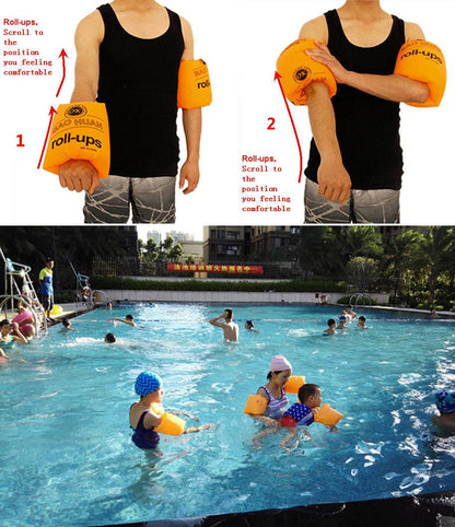 Topsung Floaties Inflatable Swim Arm Bands Rings Floats Tube Armlets for Kids and Adult Orange