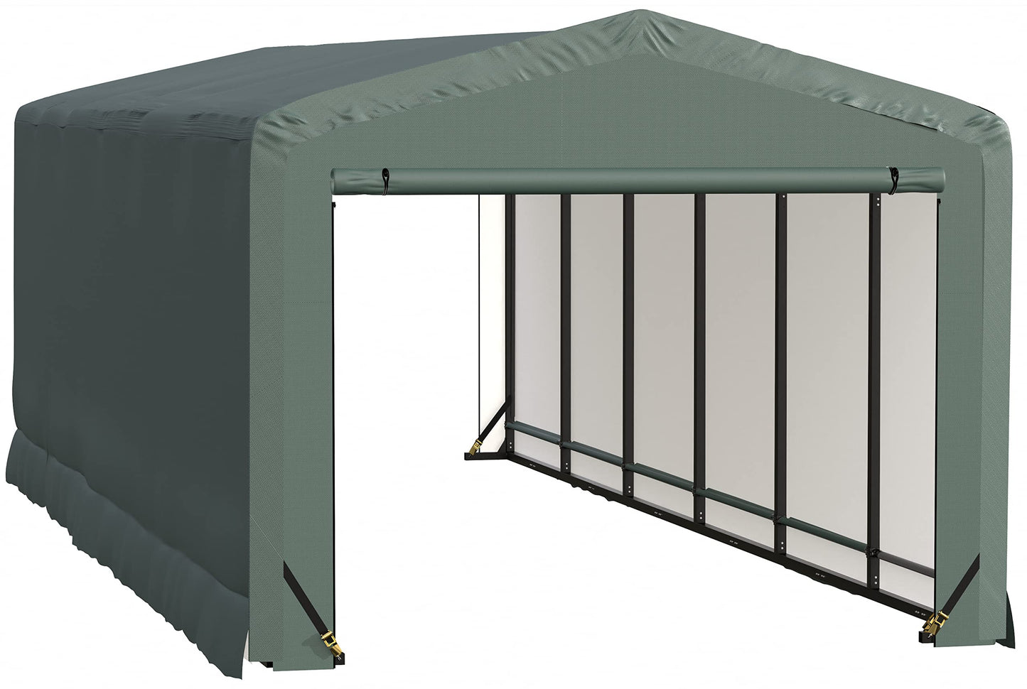 ShelterLogic ShelterTube Abri de garage et de stockage, 10' x 27' x 8', cadre en acier robuste, boîtier résistant au vent et à la neige, vert 10' x 27' x 8' 