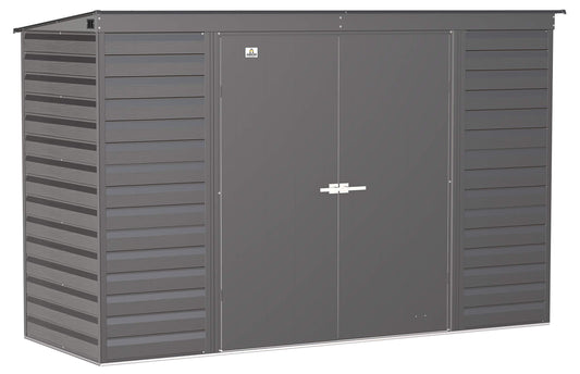 Arrow Shed Select 10' x 4' Outdoor Lockable Steel Storage Shed Building, Charcoal