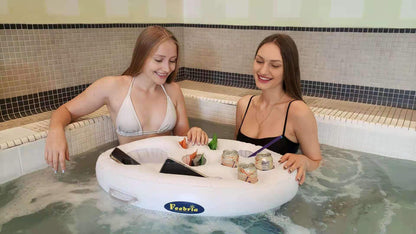 FEEBRIA Porte-gobelet flottant gonflable avec flotteur de boisson de grande capacité à 9 trous pour piscines et jacuzzi (blanc) Blanc