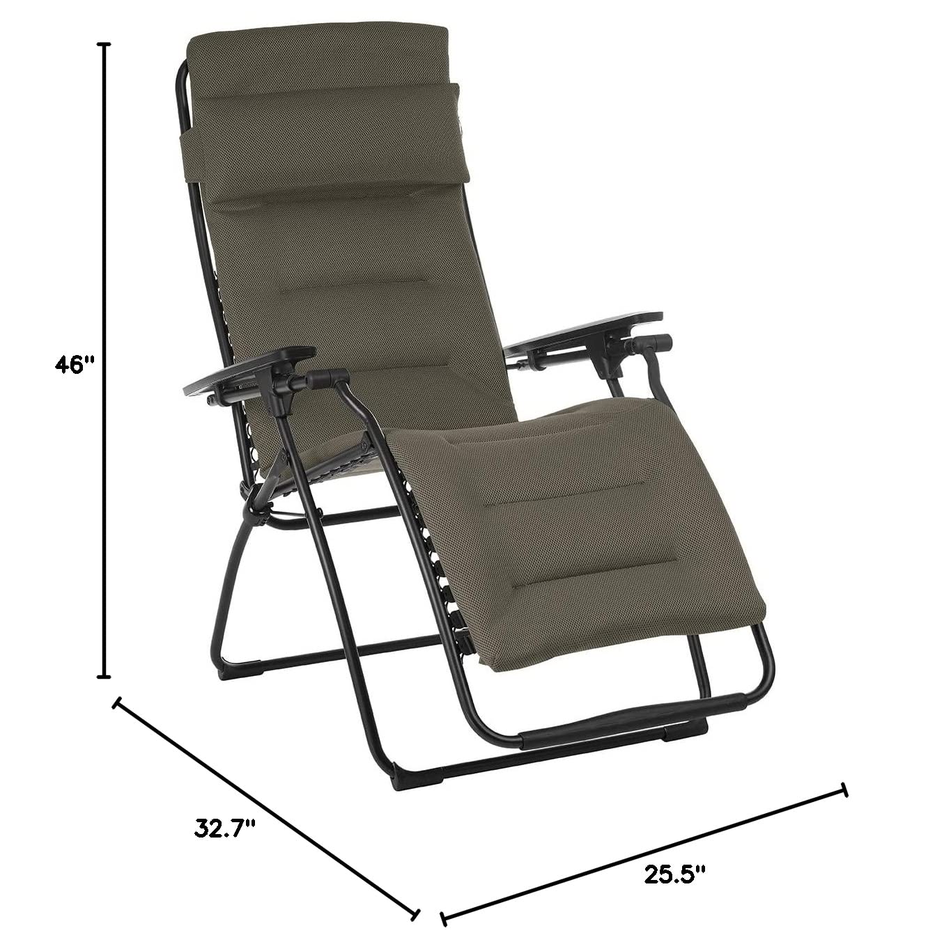 Lafuma Futura Air Comfort Zero Gravity Recliner (Gris taupe) Fauteuil inclinable d'extérieur rembourré et pliant Gris taupe AirComfort