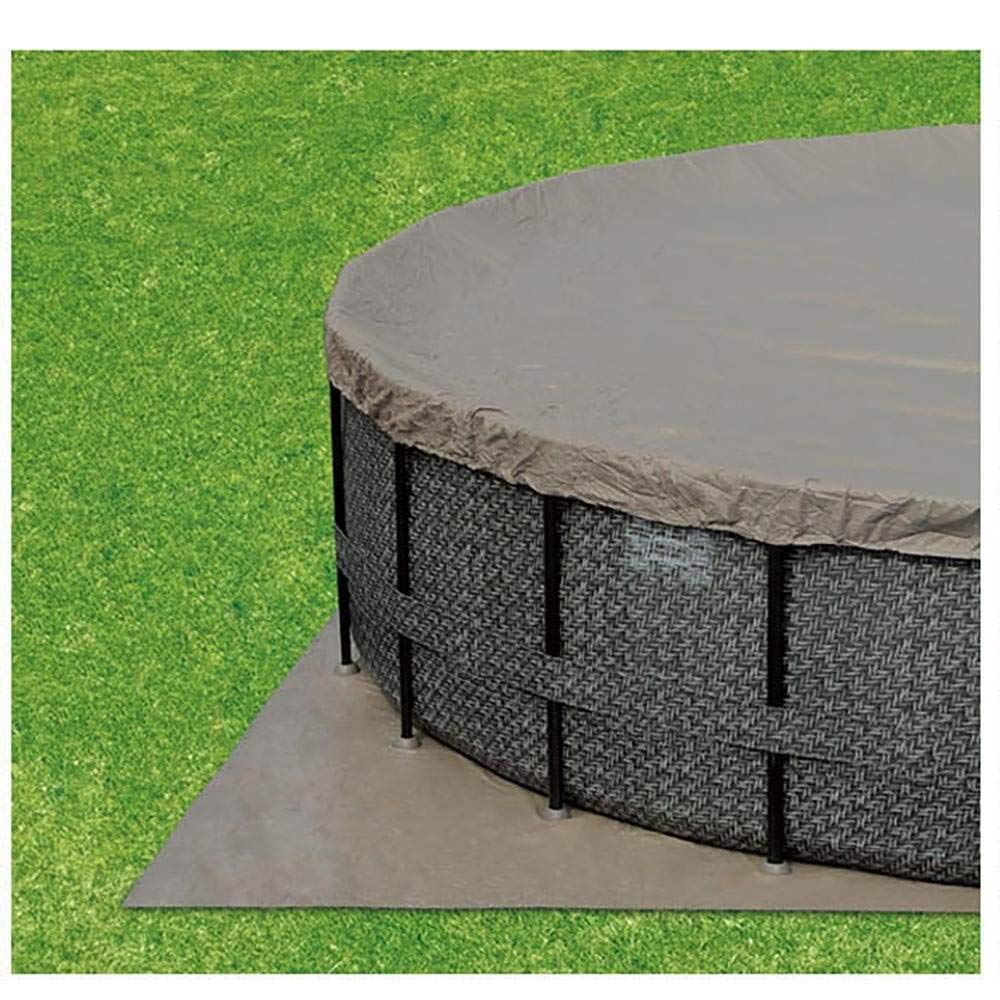 Summer Waves P4A01648B 16ft x 48in Above Ground Frame Outdoor Swimming Pool Set w/ Filter Pump, Pool Cover, Ladder, Ground Cloth, & Maintenance Kit 16' x 48" - No Window Dark Herringbone