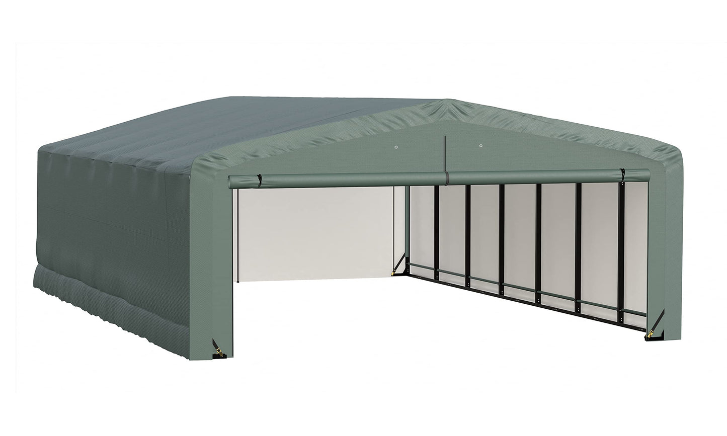 ShelterLogic ShelterTube Garage & Storage Shelter, 20' x 32' x 10' Heavy-Duty Steel Frame Wind and Snow-Load Rated Enclosure, Green 20' x 32' x 10'