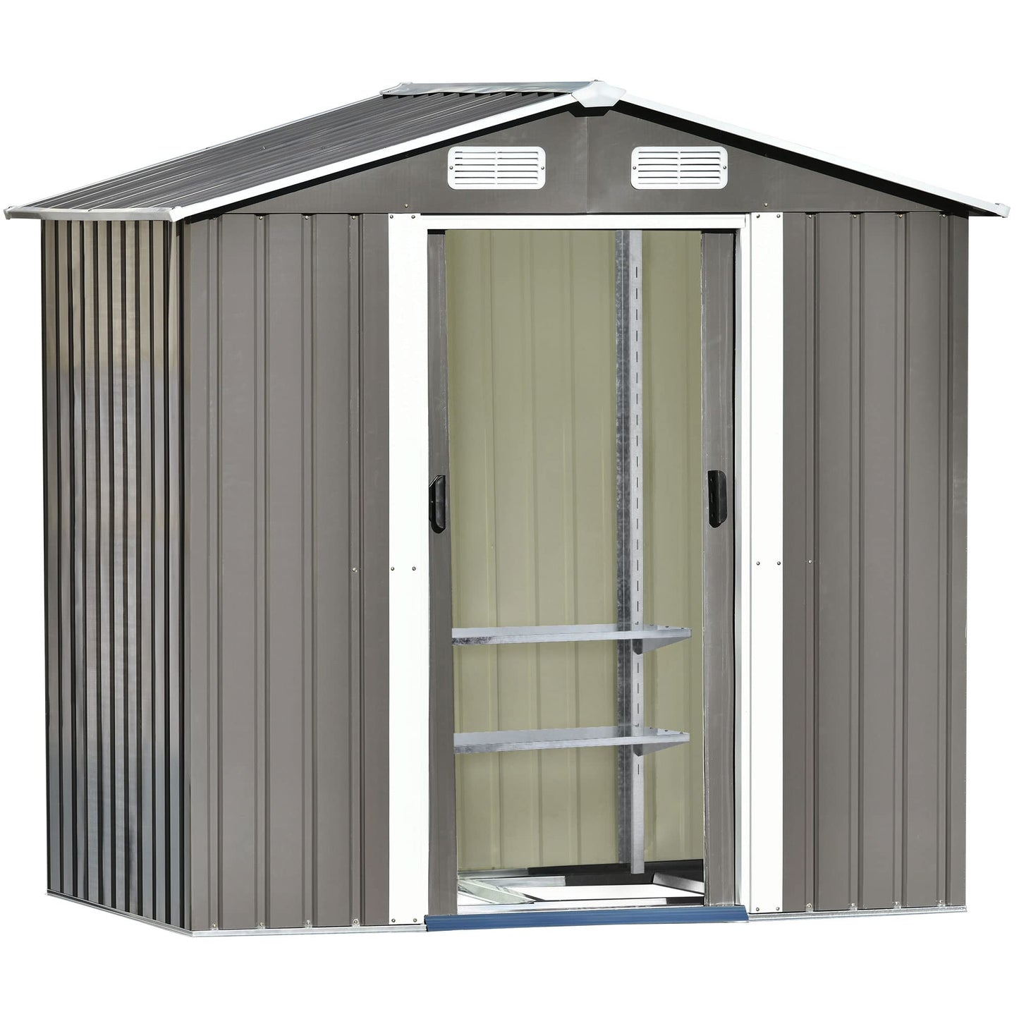 Evedy Metal Storage Shed Organizer,Patio 6ft x4ft Bike Shed Garden Shed, Metal Storage Shed with Adjustable Shelf & Lockable Door,Tool Cabinet with Vents and Foundation for Backyard, Lawn,Garden,Gray 6ft x4ft Sheds & Outdoor Storage Gray B