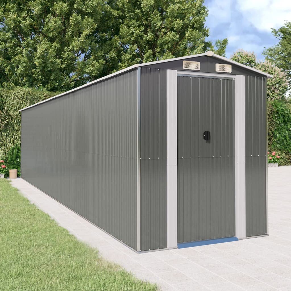 GOLINPEILO Metal Outdoor Garden Storage Shed, Large Steel Utility Tool Shed Storage House, Steel Yard Shed with Double Sliding Doors, Utility and Tool Storage, Light Gray 75.6"x336.6"x87.8" 75.6"x336.6"x87.8"