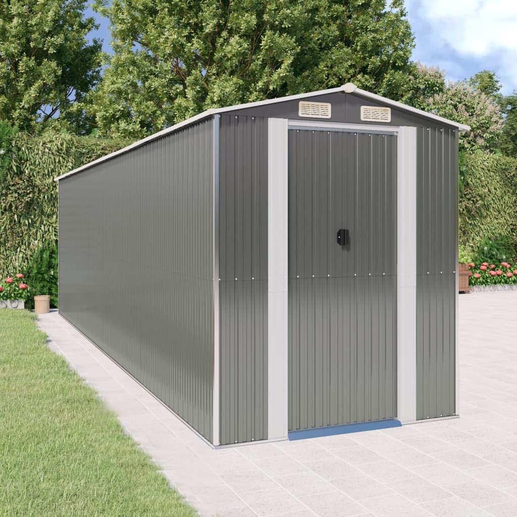 GOLINPEILO Metal Outdoor Garden Storage Shed, Large Steel Utility Tool Shed Storage House, Steel Yard Shed with Double Sliding Doors, Utility and Tool Storage, Light Gray 75.6"x271.3"x87.8" 75.6"x271.3"x87.8"