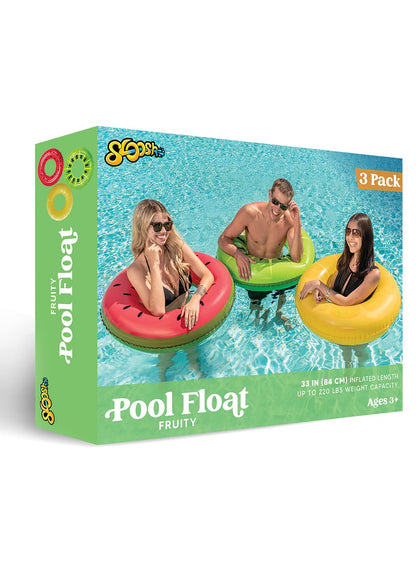 JOYIN Lot de 3 flotteurs de piscine gonflables pour enfants adultes, fruits, anneaux de piscine, anneaux de natation, flotteurs pour décorations de fête de piscine, fruits