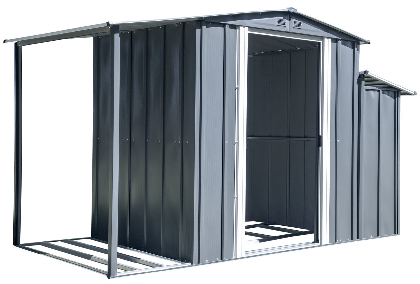 Arrow Sheds 10' x 5' Galvanized Steel 3-in-1 Pad-Lockable Outdoor Utility Storage Shed, Anthracite Modern