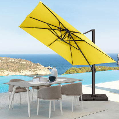 Parasol de patio en porte-à-faux carré 11 pieds jaune 