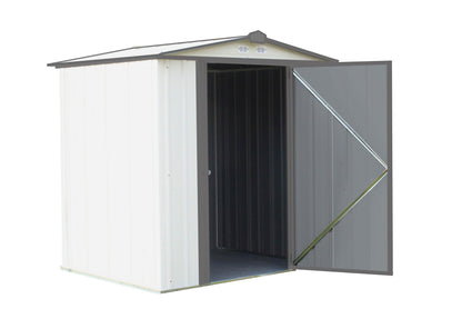 ARROW 6' x 5' EZEE Galvanized Steel Low Gable Shed Cream with Charcoal, Storage Shed with Peak Style Roof Cream/Charcoal Trim