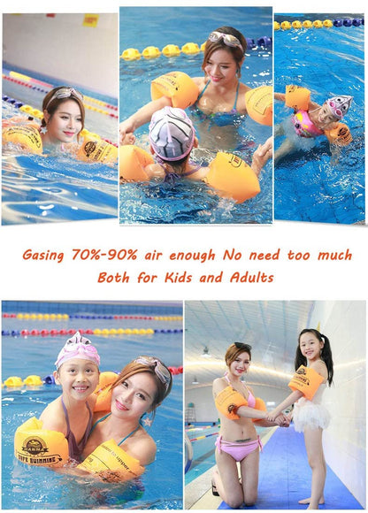 Topsung Floaties Brassards de natation gonflables Anneaux Flotteurs Tube Brassards pour enfants et adultes _Bleu + Orange