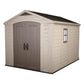 Keter Factor Large 8 x 11 ft. Resin Outdoor Yard Garden Storage Shed, Taupe/Brown