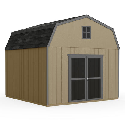 Handy Home Products Hudson 12x12 Do-it-Yourself Wooden Storage Shed Brown Without Floor