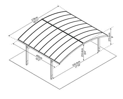 Palram - Canopia Arizona Breeze Double Carport - 19' x 16' x 9' - Gray/Bronze