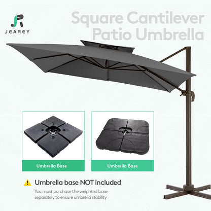 Parasol de patio en porte-à-faux carré 11PI GRIS 