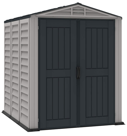 Duramax 35825 Yardmate Plus Outdoor Vinyl Storage Shed, Adobe/Grey