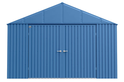 Arrow Shed Elite Hangar de rangement extérieur en acier avec toit à pignon verrouillable, 12' x 16', bleu gris 