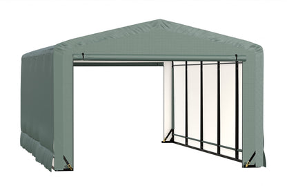 ShelterLogic ShelterTube Abri de garage et de stockage, 12' x 27' x 8', cadre en acier robuste, boîtier résistant au vent et à la neige, vert 12' x 27' x 8' 