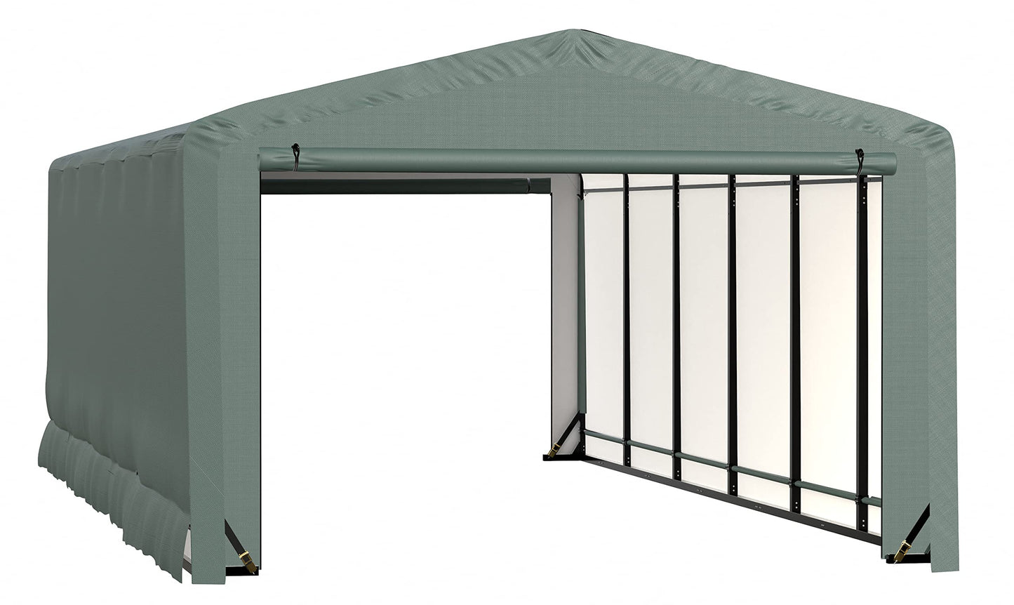 ShelterLogic ShelterTube Garage & Storage Shelter, 12' x 23' x 8' Heavy-Duty Steel Frame Wind and Snow-Load Rated Enclosure, Green 12' x 23' x 8'