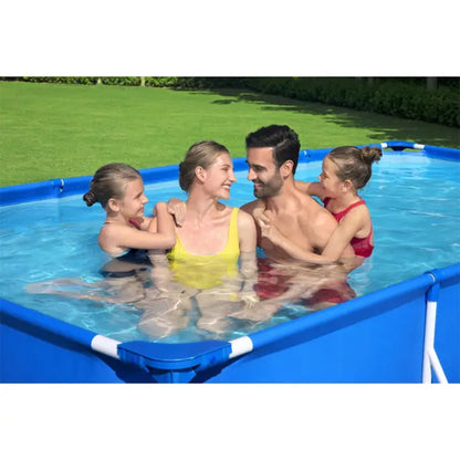 Bestway Steel Pro 13 Feet x 7 Feet x 32 Inch Rectangular Metal Frame Above Ground Outdoor Backyard Swimming Pool, Blue (Pool Only) 13' x 7' x 32"