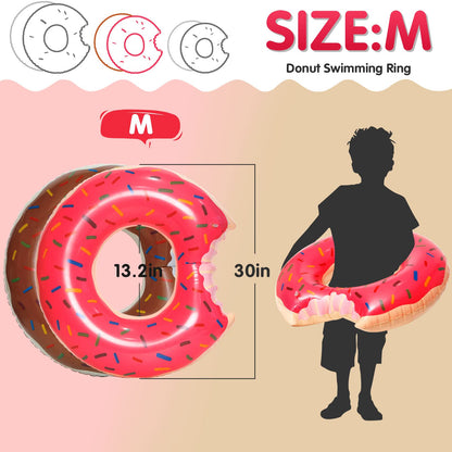 DMAR Donut Pool Floats Donut Pool Floatie Donut Tube Pool Donut Pool Float Donut Inflatables Donut Inner Tube Donut Pool Floatie Donut Pool Ring Donut Swimming Ring for Beach Pool #3 Lot de 2 (rose et marron 30in)