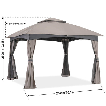 ABCCANOPY Tonnelle d'extérieur 10 x 20 – Tonnelle de terrasse avec moustiquaire, auvents extérieurs pour l'ombre et la pluie pour pelouse, jardin, cour et terrasse (beige) beige 