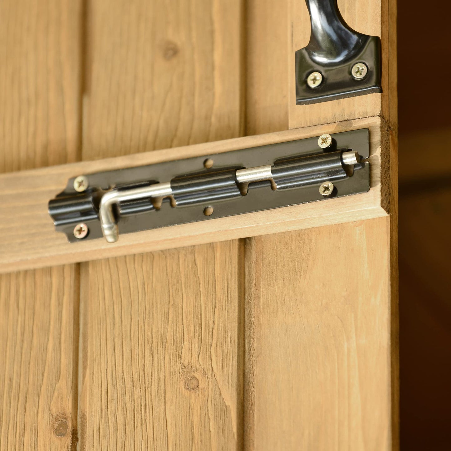 Armoire de rangement extérieure en bois étanche, abri de jardin avec étagères à 3 niveaux, abri vertical extérieur avec 2 portes doubles et pieds réglables, bois de sapin, verrouillable, naturel 35,4 x 22,4 x 69,3 Naturel-3 